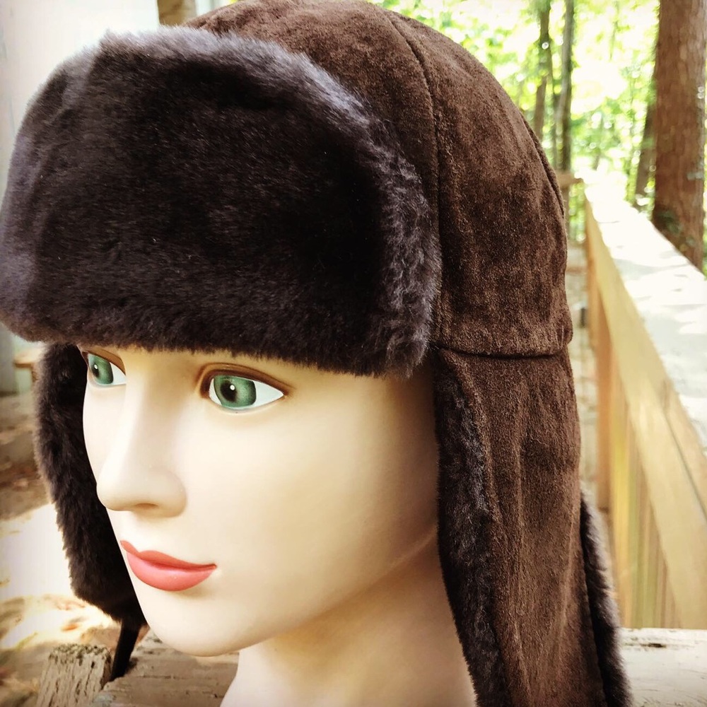 Incredibly warm boho J Crew VTG suede trapper hat
